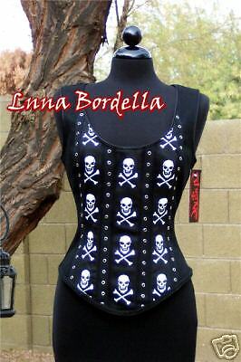 SHRINE~Skull Crossbones Corset/Bodice~Gothic/Pirate~SM  