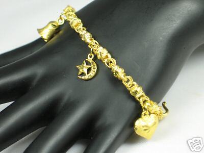 23k Thai Baht Gold GP Mixed Charm Bracelet So Lovely  