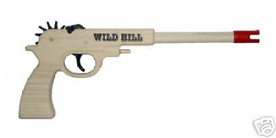 NEW MAGNUM RUBBERBAND GUN WILD BILL PISTOL WOOD USA  