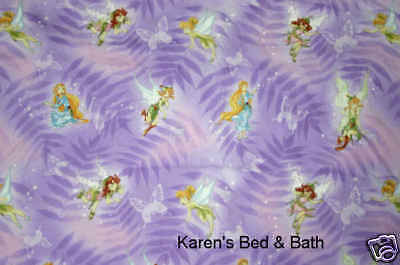 Tinkerbell Fairy Lilac Purple Fern Leaf Butterfly Nursery Curtain 