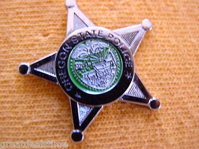 OREGON STATE POLICE PROUD HONOR STATE SEAL SILVER STAR MINI LAPEL 