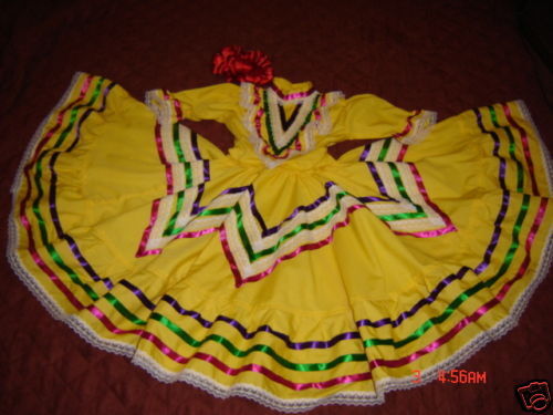 Girls Mexican ballet Folklorico Dress Jalisco 6 7 NEW  