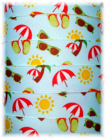 FUN IN THE SUN SUMMER PALM BEACH GROSGRAIN RIBBON  