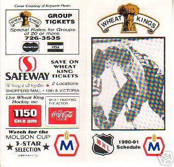 1990 91 Brandon Wheat Kings Hockey Schedule WHL  