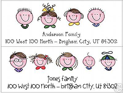 30 Personalized Stick Faces Return address Labels  