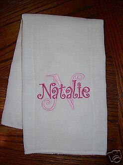Baby Girl Personalized Cloth Diaper Burp Pad  Name & Letter  