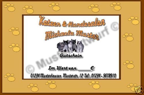 20 Gutscheine Katzenfriseur Studio Hundesalon Gutschein  