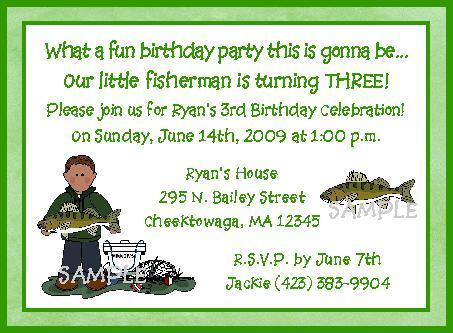 FISHING BOY FISHERMAN FISH BIRTHDAY PARTY INVITATIONS  