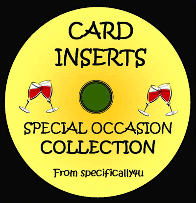 SPECIAL OCCASION CARD INSERTS CD + Verses + Backers +  