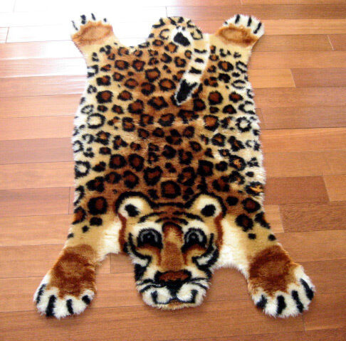 KIDS LEOPARD FAUX FUR JUNGLE SAFARI RUG PLAYMAT 2X4 NEW  