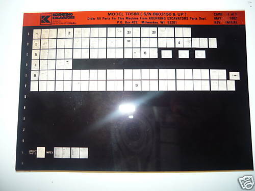 Koehring Parts Manual TD588 Crane Microfiche  