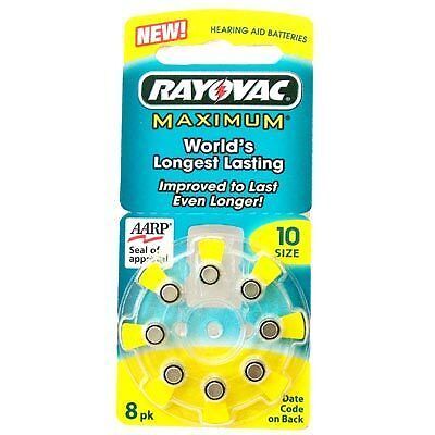 8pk Rayovac Size 10 Hearing Aid Batteries Fit PR536 10A  