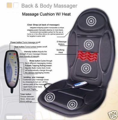 NEW HEATED BACK AND SEAT MASSAGER WITH REMOTE CONTROL  