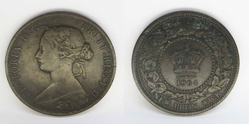 CANADA NEW BRUNSWICK ONE CENT 1864 QUEEN VICTORIA  