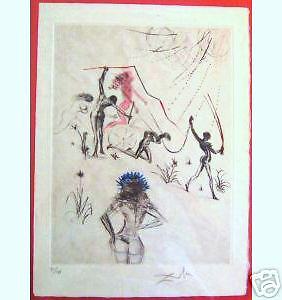   DALI HAND SIGNED AND HAND COLORED ETCHING VENUS IN FURS LES NEGRESSES
