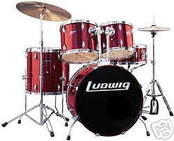 New 5 Piece Ludwig Drum Set Complete in Wine Red LC125  