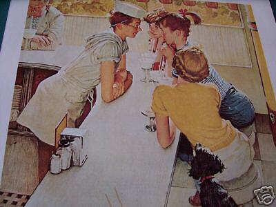 Norman Rockwell Print   Soda Fountain 1953 BOGO  