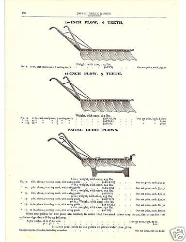 ICE TOOL SWING GUIDE PLOW 1900 ANTIQUE CATALOG AD  