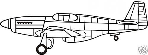 Aufkleber   M   Flugzeug P 51 Mustang Seitenansicht  