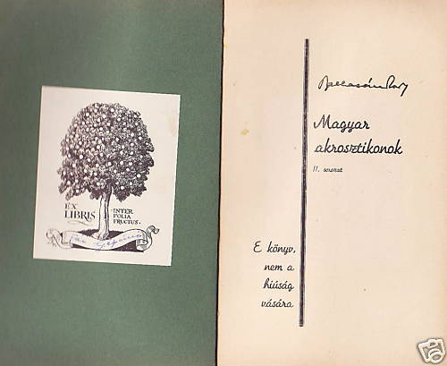 Balla Magyar AKROSZTIKON0K II HUNGARY1942 32 Exlibris