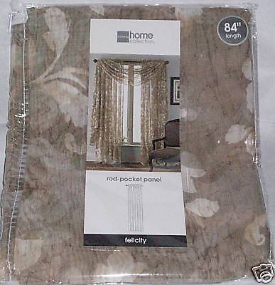 WINDOW SHEER PANEL Felicity ANTIQUE LINEN FLORAL 53 W X 84 L  