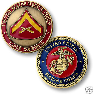 USMC MARINE CORPS LANCE CORPORAL COLOR CHALLENGE COIN  