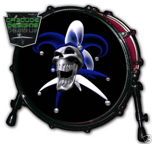 24 Bass Drum Head   Skull Jester design  