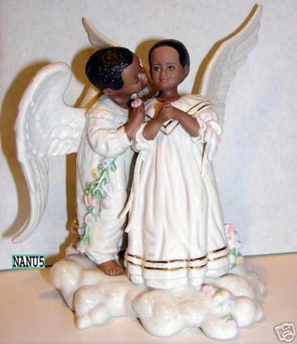 LENOX AFRICAN AMERICAN ANGEL KISSES Figurine NEWnBoxCOA  