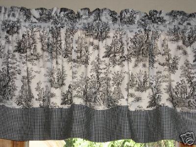 JAMESTOWN * TOILE WINDOW VALANCE   CHECKED BORDER  