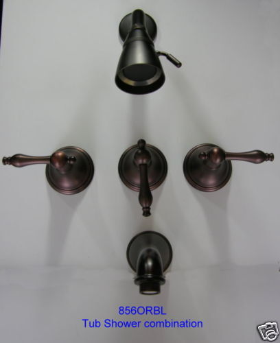 OIL RUBBED BRONZE SHOWER TUB COMBO FAUCET LEVER HANDLES  