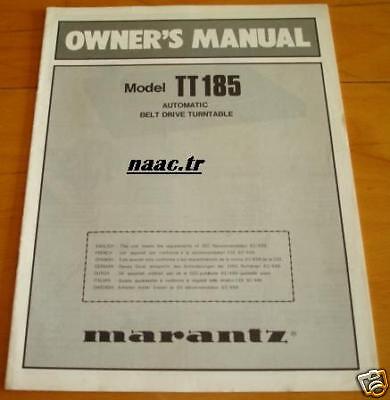 MARANTZ MODEL TT 185 TURNTABLE ORGINAL OWNER MANUAL  