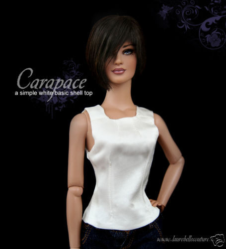 Carapace, charmeuse silk top for 16 fashion dolls  
