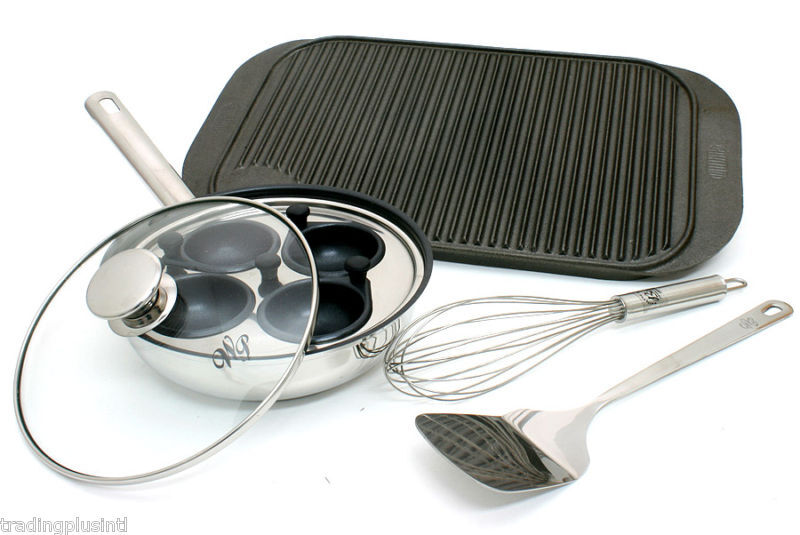 Wolfgang Puck BreakfastSet Egg Poacher / Iron Rev Grill  