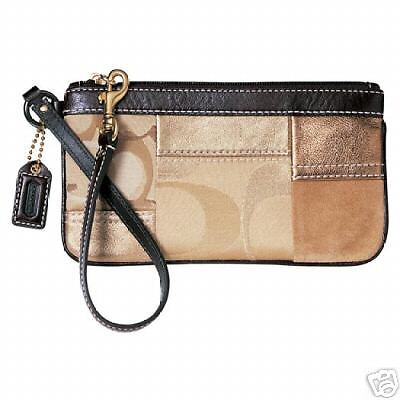 NEW COACH NOVELTY GOLD PATCHWORK WRISTLET CLUTCH PURSE  