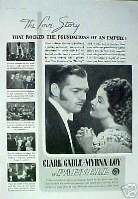  Clark Gable Myrna Loy Movie Star Parnell Motion Picture Memorabilia AD
