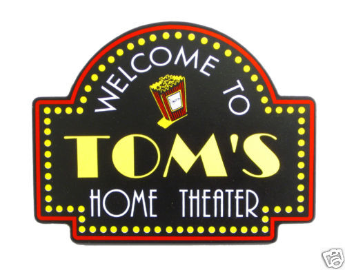 PERSONALIZED HOME MOVIE THEATER CINEMA POPCORN SIGN  