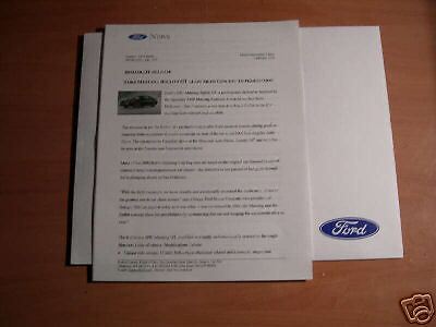 2001 Ford Mustang Bullitt Concept Press Kit