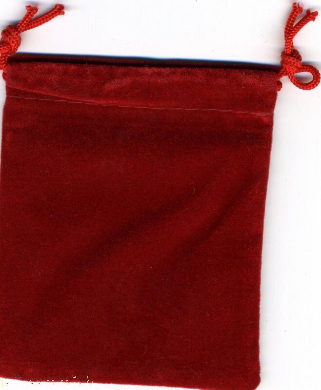 Red Velour Poker Card Guard Cover Marker Drawstring Bag  