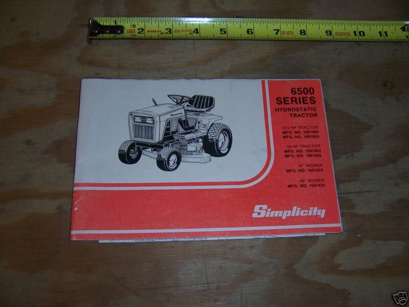 1237) Simplicity Operator Manual 6500 Series Tractors  