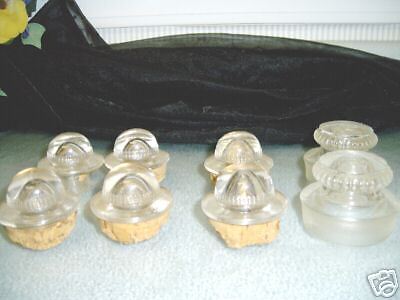 Vintage Bottle and Decanter Old Glass Stoppers w/Cork  
