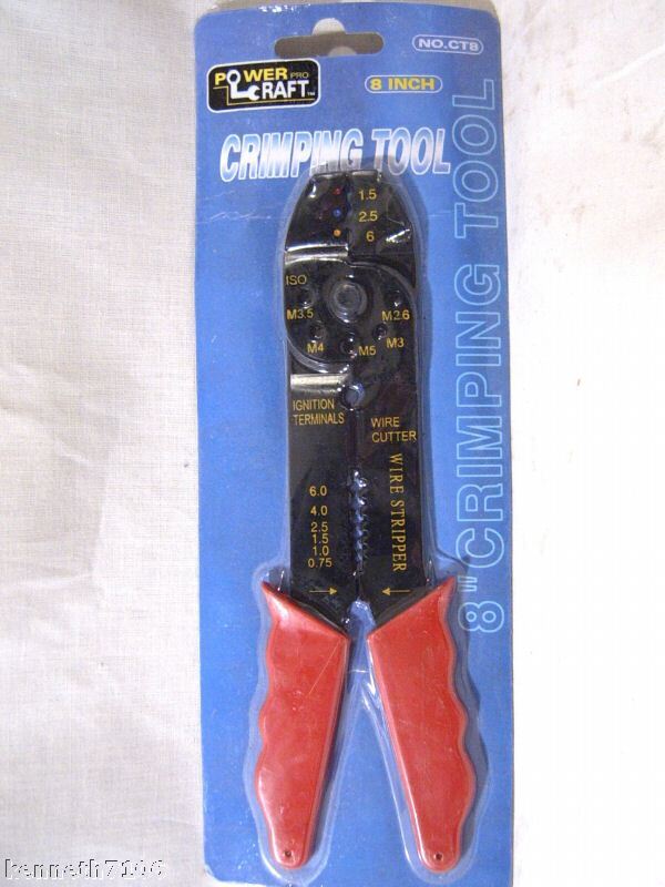 Power Pro Craft 8 Crimping Tool Cuts Strips Crimp Bolt  