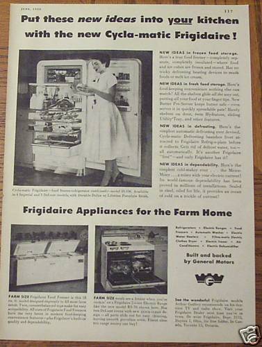 1953 FRIGIDAIRE APPLIANCES FOR THE FARM HOME AD.  