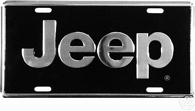 NEW JEEP Black & Silver  CHROME  License Plate Tag  