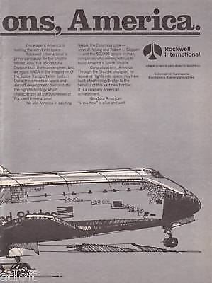 1981 NASA Columbia Space Shuttle Art Rockwell 2 page ad  