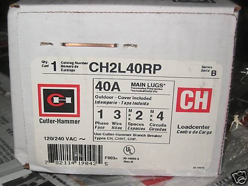 CUTLER HAMMER CH2L40RP 40A MAIN LUG LOADCENTER 120/240V  