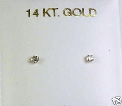 14kt Gold 2MM C.Z.Screw Back Stud Earring  