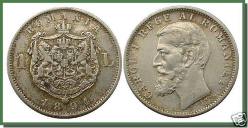 leu 1894 silver coin Romania  