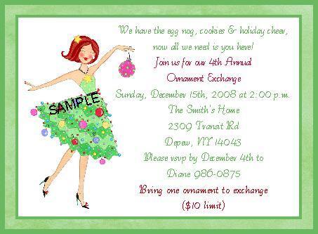CHRISTMAS ORNAMENT EXCHANGE HOLIDAY PARTY INVITATIONS  
