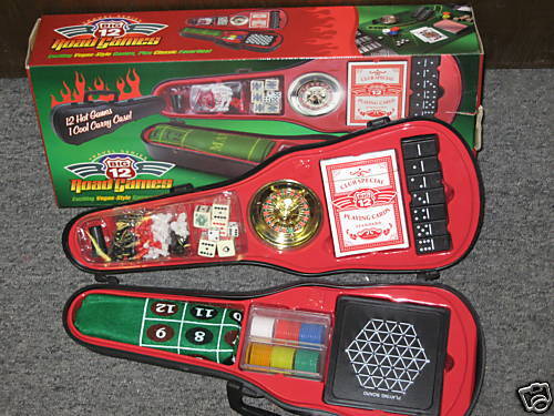 Vegas Style Games Roulette Poker Dominoes Guitar Case  