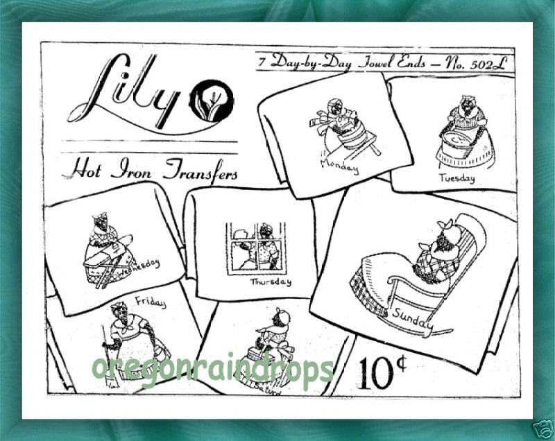 Mammy Embroidery Kitchen Towel Transfers by Lily   OLD  